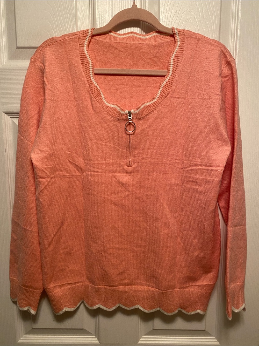 Women's Pink Zip-Accent Sweater…size L